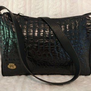 Etienne Aigner Crocodile Embossed Black Shoulder
